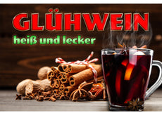PVC-Banner oder Klebefolie GLÜHWEIN HEIß UND LECKER-1
