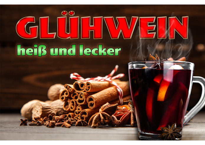 PVC-Banner oder Klebefolie GLÜHWEIN HEIß UND LECKER