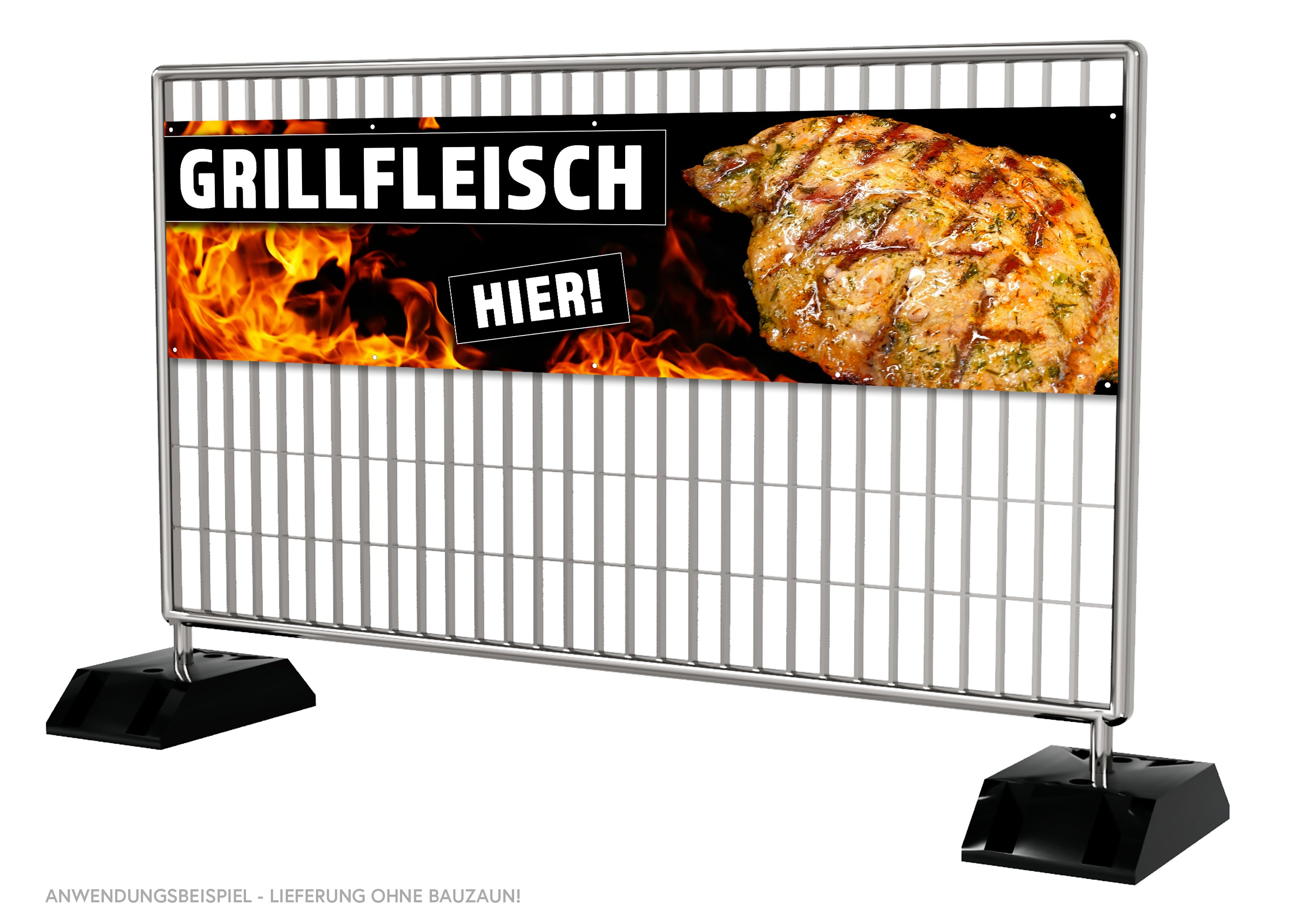 PVC-Banner oder Klebefolie GRILLFLEISCH HIER V2