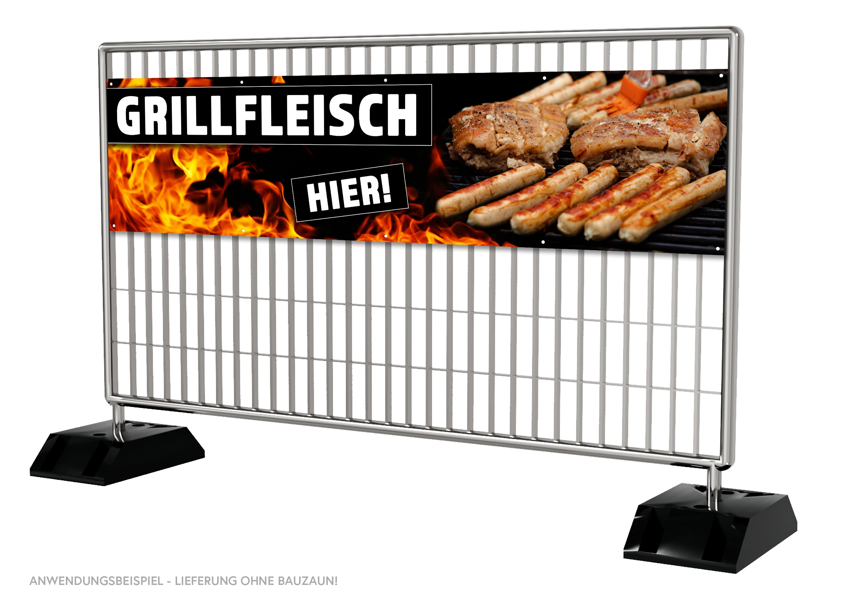 PVC-Banner oder Klebefolie GRILLFLEISCH HIER