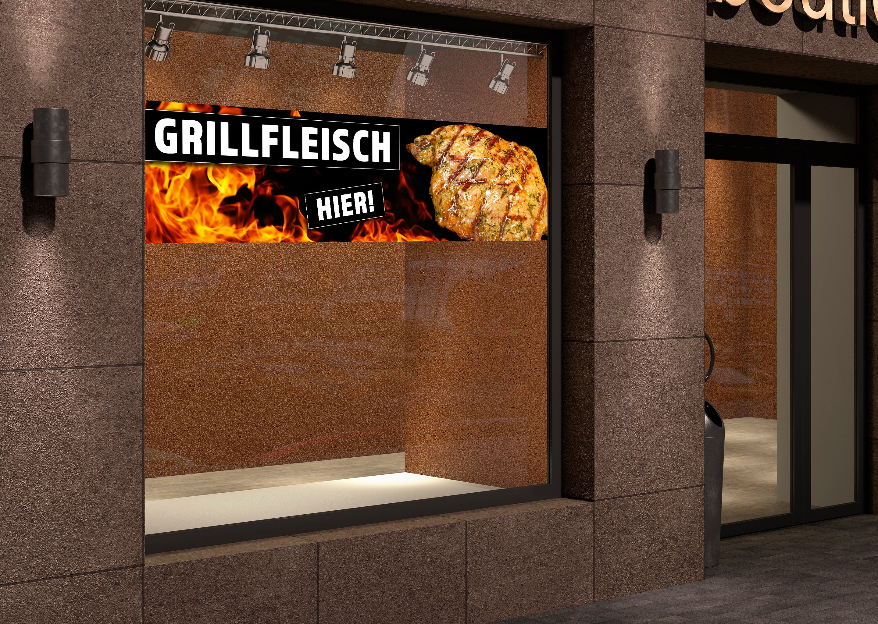 PVC-Banner oder Klebefolie GRILLFLEISCH HIER V2