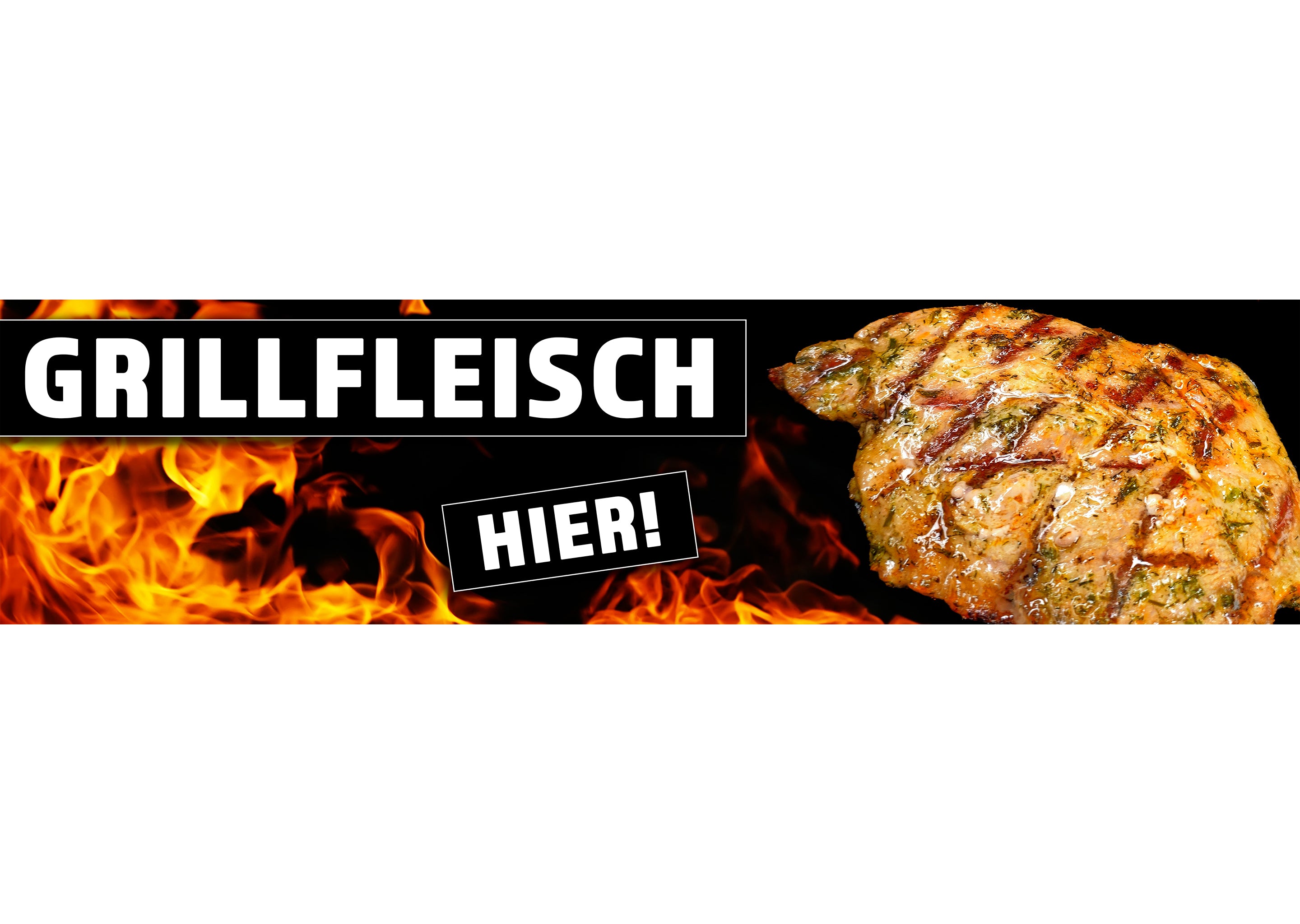 PVC-Banner oder Klebefolie GRILLFLEISCH HIER V2