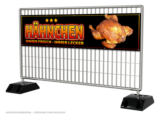 PVC-Banner oder Klebefolie HÄHNCHEN IMMER FRISCH - IMMER LECKER