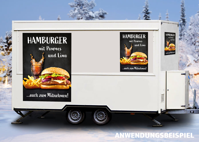 Klebefolie oder Fotokarton HAMBURGER MIT POMMES UND LIMO