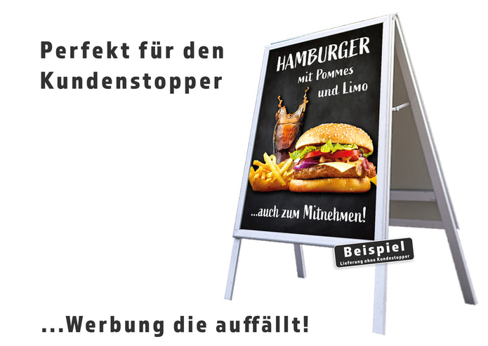Klebefolie oder Fotokarton HAMBURGER MIT POMMES UND LIMO