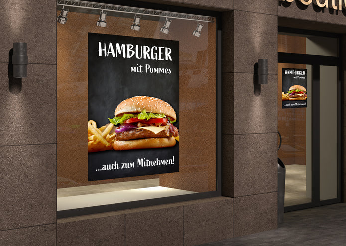 Klebefolie oder Fotokarton HAMBURGER MIT POMMES