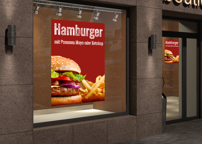 Klebefolie oder Fotokarton HAMBURGER MIT POMMES MAYO ODER KETCHUP