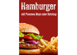 Klebefolie oder Fotokarton HAMBURGER MIT POMMES MAYO ODER KETCHUP