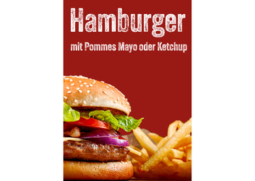 Klebefolie oder Fotokarton HAMBURGER MIT POMMES MAYO ODER KETCHUP