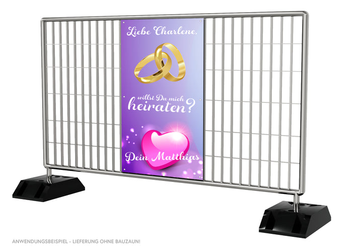 PVC-Banner oder Klebefolie HEIRATSANTRAG - lila