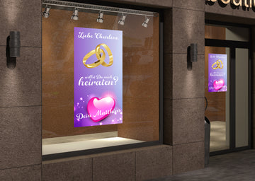 PVC-Banner oder Klebefolie HEIRATSANTRAG - lila - 0