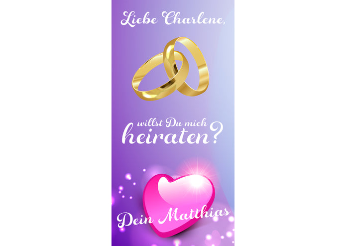 PVC-Banner oder Klebefolie HEIRATSANTRAG - lila