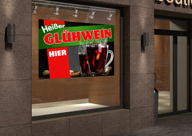PVC-Banner oder Klebefolie HEIßER GLÜHWEIN HIER - 0