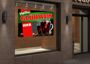 PVC-Banner oder Klebefolie HEIßER GLÜHWEIN HIER - 0