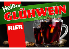 PVC-Banner oder Klebefolie HEIßER GLÜHWEIN HIER-1