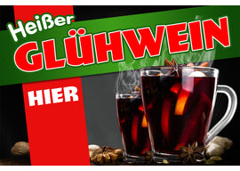 PVC-Banner oder Klebefolie HEIßER GLÜHWEIN HIER