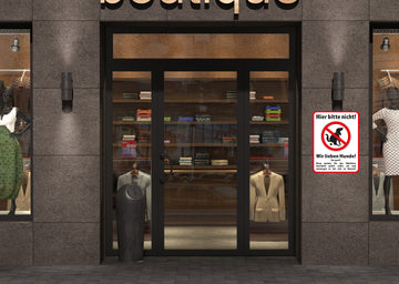 Klebefolie oder PVC-Schild HIER BITTE NICHT... WIR LIEBEN HUNDE - 0