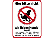 Klebefolie oder PVC-Schild HIER BITTE NICHT... WIR LIEBEN HUNDE-1