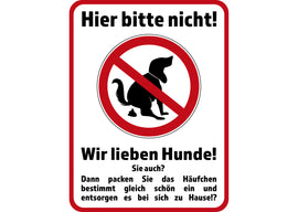 Klebefolie oder PVC-Schild HIER BITTE NICHT... WIR LIEBEN HUNDE