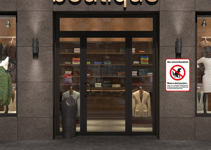 Klebefolie oder PVC-Schild HIER IST KEIN HUNDEKLO...DOCH PASSIERT