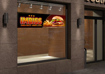 PVC-Banner oder Klebefolie IMBISS IMMER FRISCH - IMMER LECKER - 0