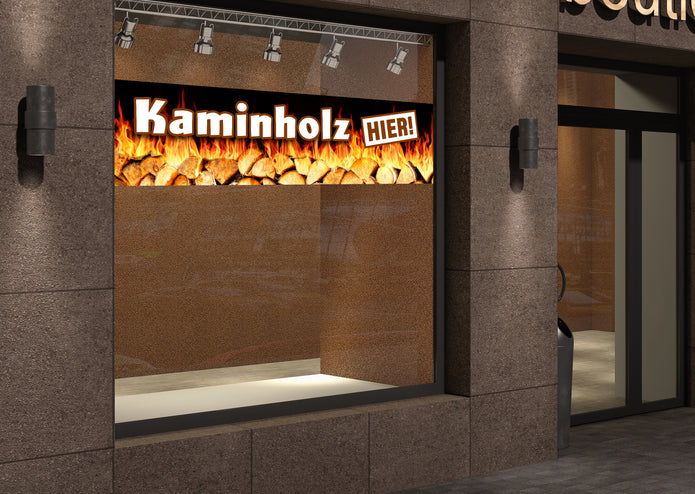 PVC-Banner oder Klebefolie KAMINHOLZ HIER!