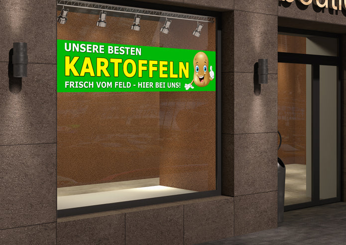 PVC-Banner oder Klebefolie UNSERE BESTEN KARTOFFELN