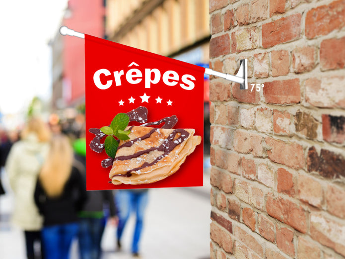 Fahne CRÊPES rot inkl. 75° Halterung