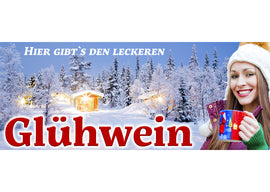 PVC-Banner oder Klebefolie HIER GIBT'S DEN LECKEREN GLÜHWEIN