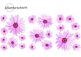 Klebefolie LILA BLUMEN 21 Stück Konturschnitt