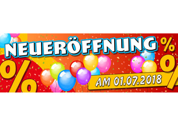 PVC-Banner oder Klebefolie NEUERÖFFNUNG personalisierbar