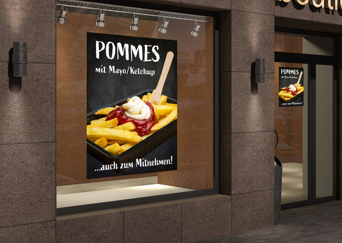Klebefolie oder Fotokarton POMMES MIT MAYO/KETCHUP