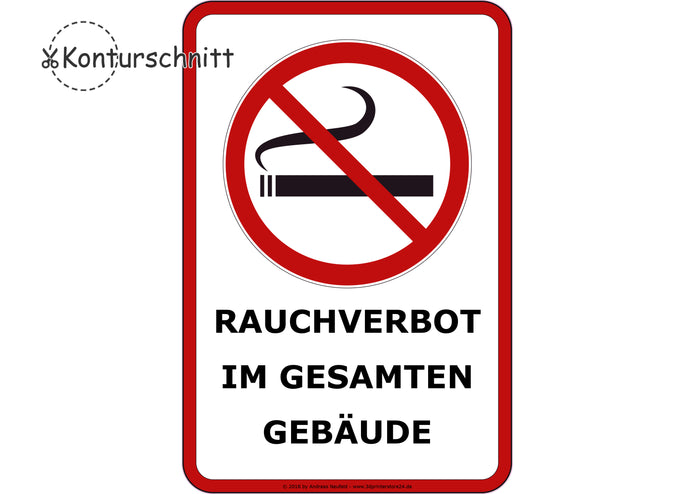 Klebefolie RAUCHEN VERBOTEN im ges. Gebäude - Konturschnitt