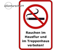 Klebefolie RAUCHEN VERBOTEN im Hausflur und Treppenhaus - Konturschnitt-1