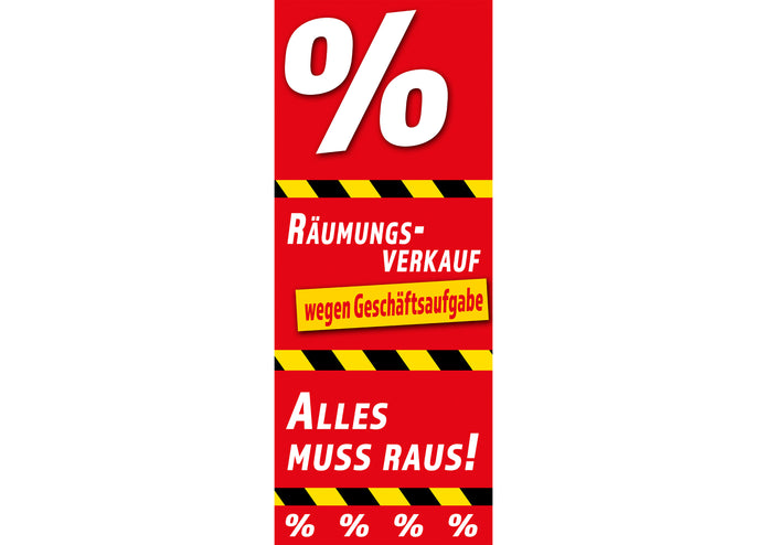 PVC-Banner oder Klebefolie RÄUMUNGSVERKAUF GESCHÄFTSAUFGABE