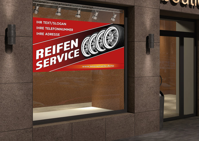 PVC-Banner oder Klebefolie REIFENSERVICE personalisierbar