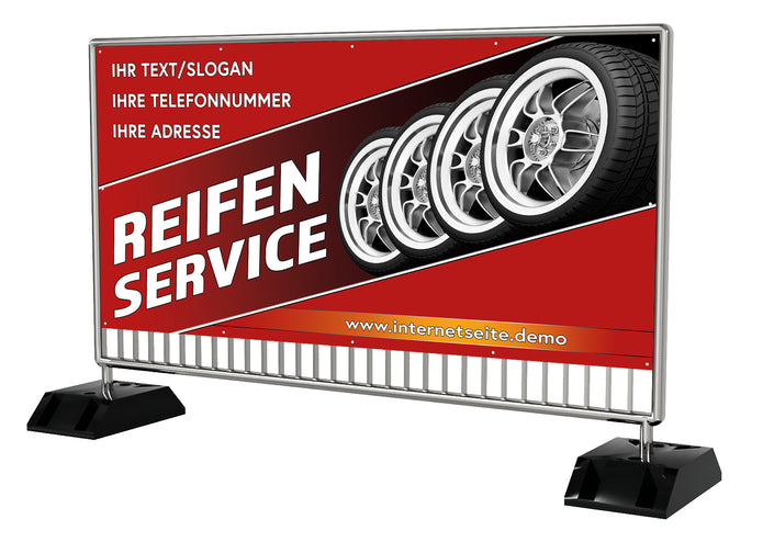 PVC-Banner oder Klebefolie REIFENSERVICE personalisierbar