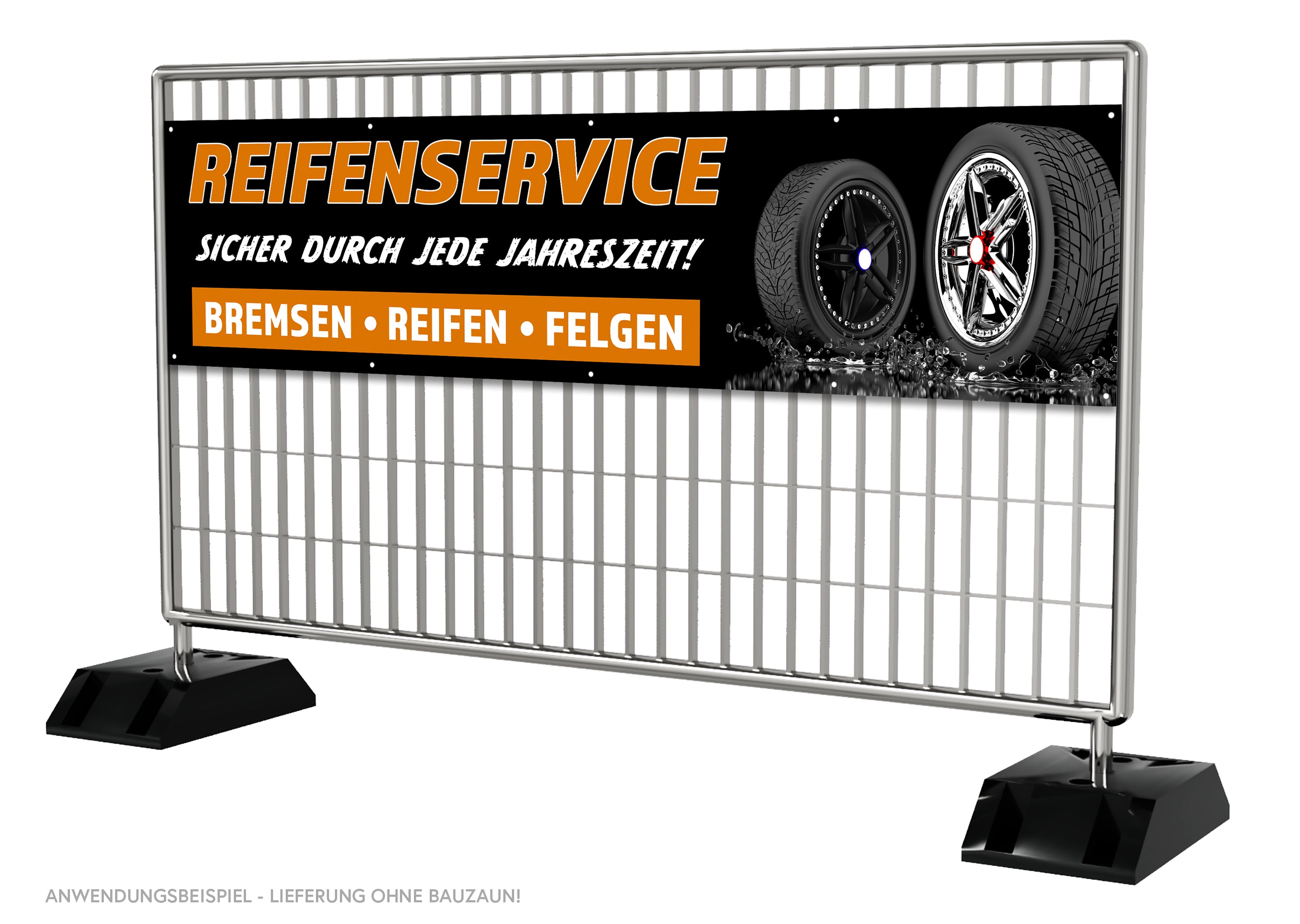 PVC-Banner oder Klebefolie REIFENSERVICE - BREMSEN, REIFEN, FELGEN