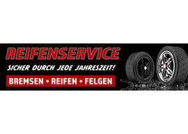 PVC-Banner oder Klebefolie REIFENSERVICE - BREMSEN, REIFEN, FELGEN