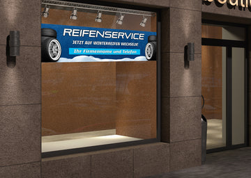PVC-Banner oder Klebefolie REIFENSERVICE WINTERREIFEN personalisierbar - 0