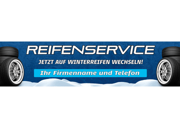 PVC-Banner oder Klebefolie REIFENSERVICE WINTERREIFEN personalisierbar