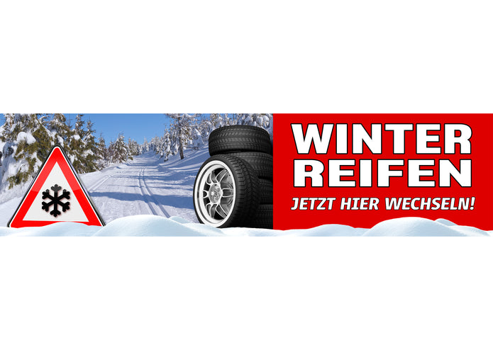 PVC-Banner oder Klebefolie REIFENSERVICE WINTERREIFEN Schneelandschaft