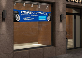 PVC-Banner oder Klebefolie REIFENSERVICE - KFZ-SERVICE blau - 0
