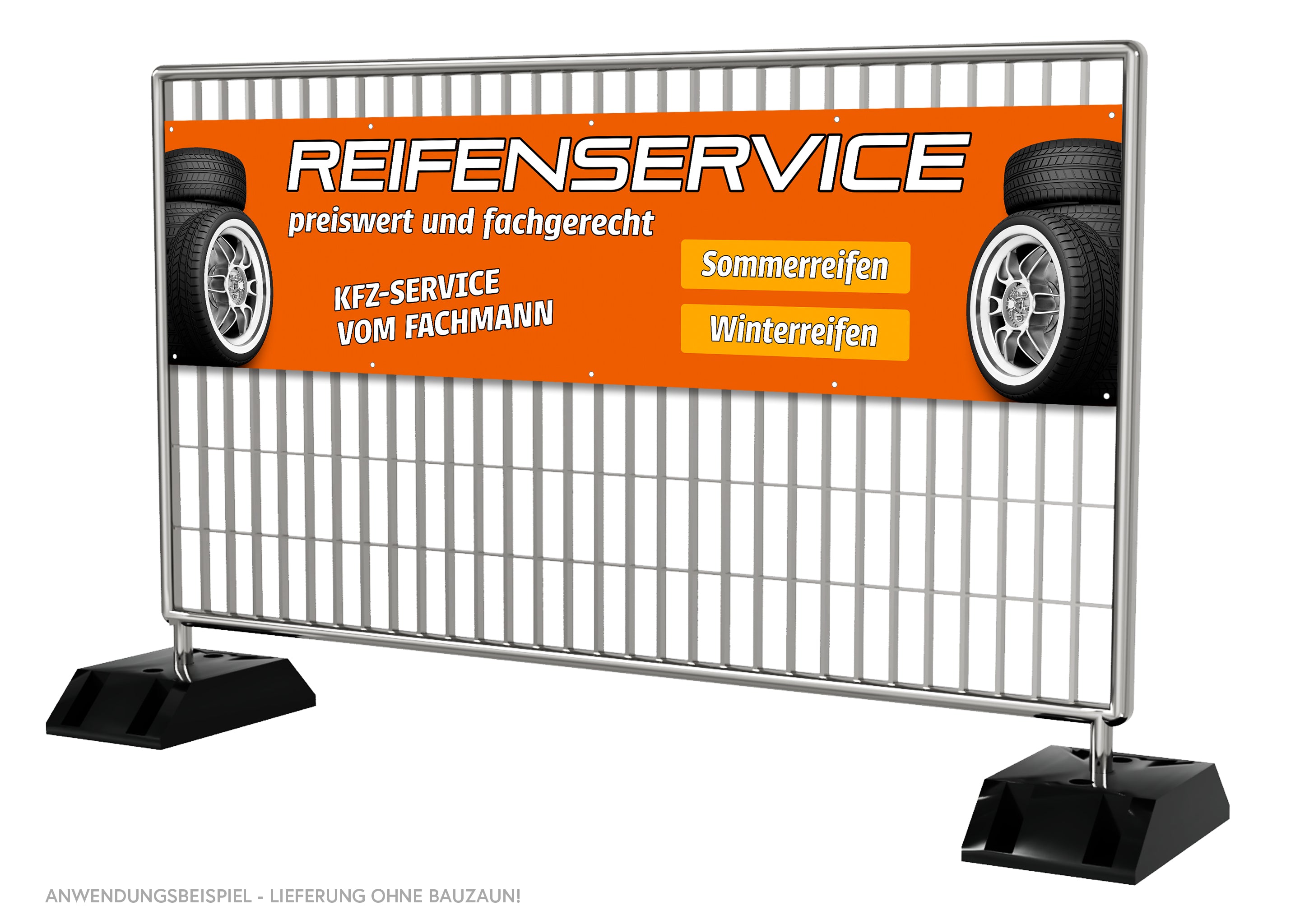 PVC-Banner oder Klebefolie REIFENSERVICE - KFZ-SERVICE orange
