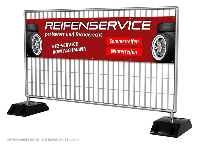 PVC-Banner oder Klebefolie REIFENSERVICE - KFZ-SERVICE rot