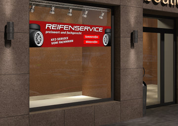 PVC-Banner oder Klebefolie REIFENSERVICE - KFZ-SERVICE rot - 0
