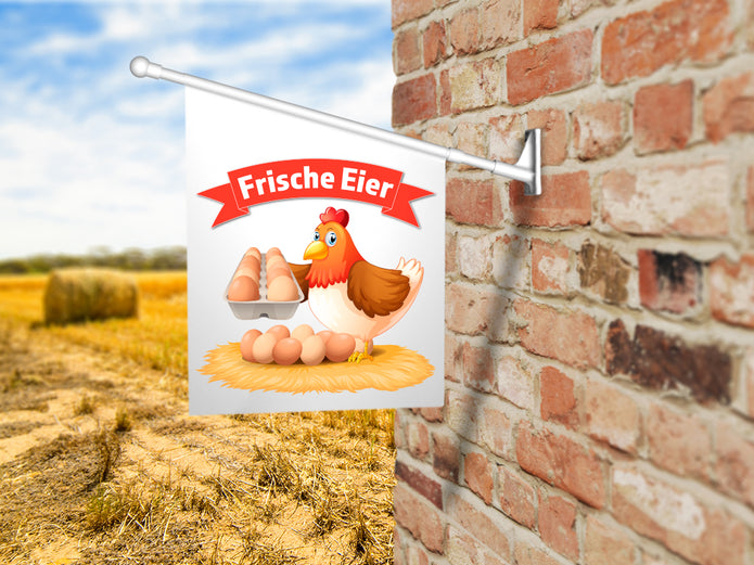 Fahne FRISCHE EIER inkl. Halterung