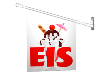 Fahne EISBECHER MIT SCHIRMCHEN inkl. Halterung