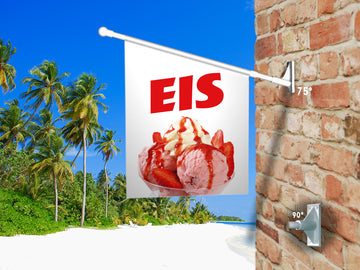 Fahne ERDBEEREIS MIT SAHNE inkl. Halterung - 0