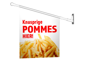 Fahne KNUSPRIGE POMMES inkl. Halterung